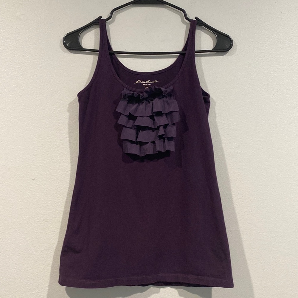 Eddie Bauer Purple Ruffled Tank Top - Size Small